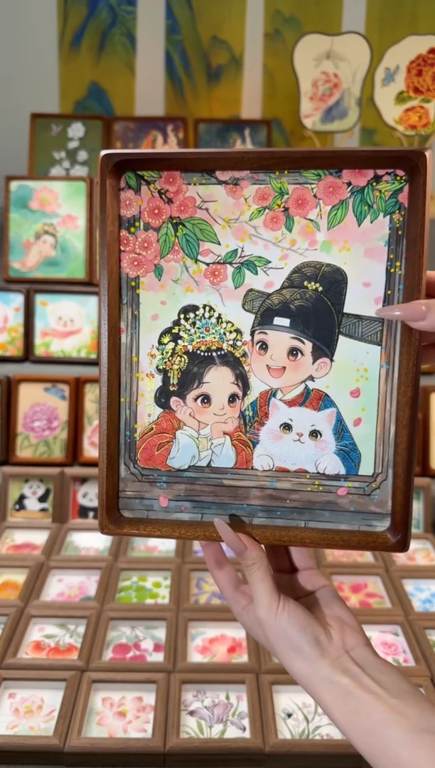 国画登科小团圆 手绘国画10寸