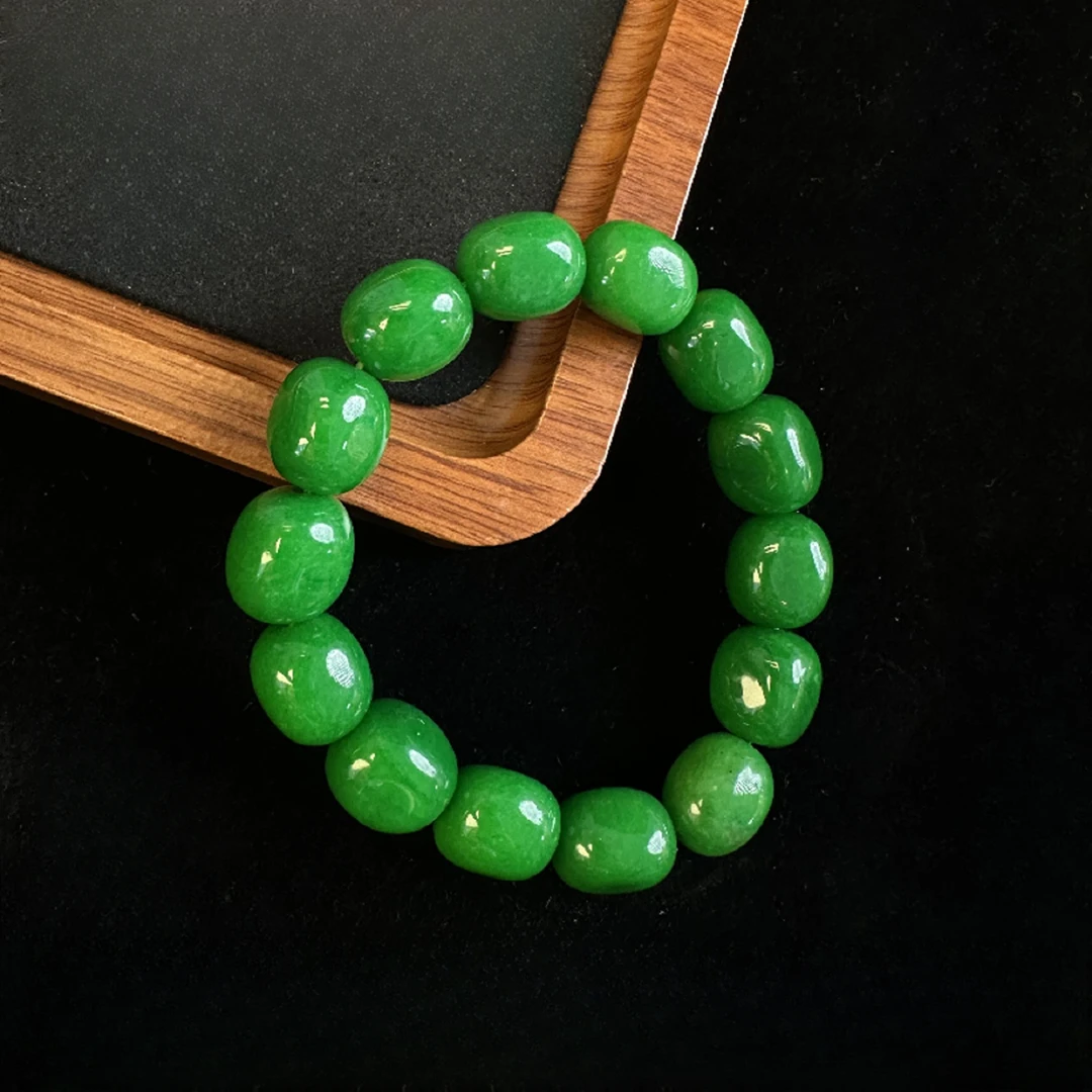 俄碧苹果绿方糖12m手串-045多样性发一