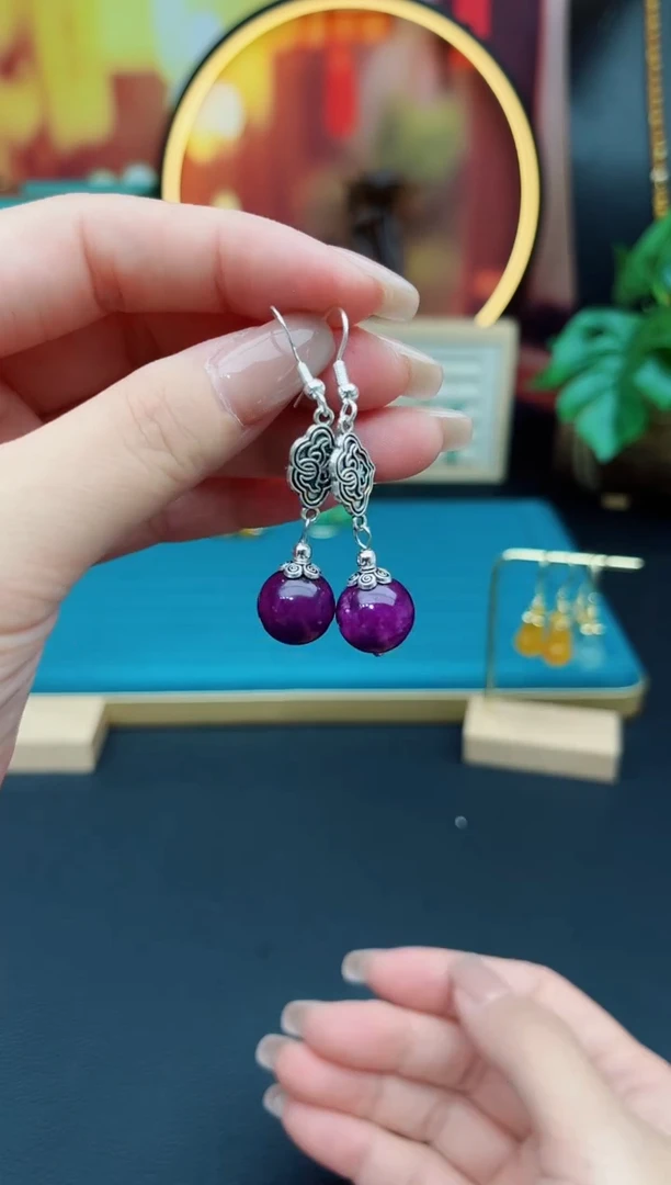 玛瑙/玉髓耳饰银S925镶嵌20200