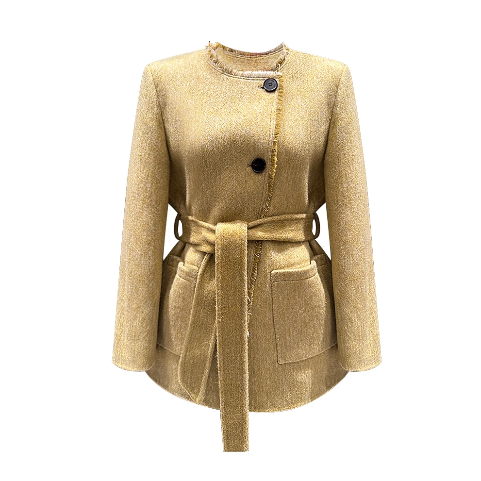 【无关风月 桂馥兰馨】亮色毛流感中长款外套4WZZ031