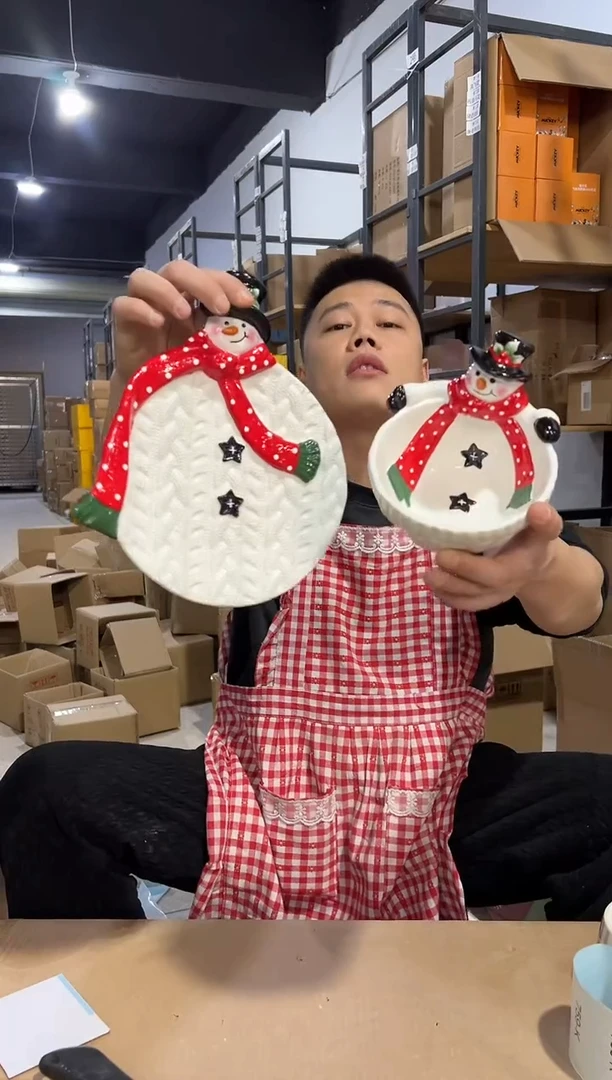 【闪购商品】杯原盒雪人碗加特雷西原盒雪人盘子2件套