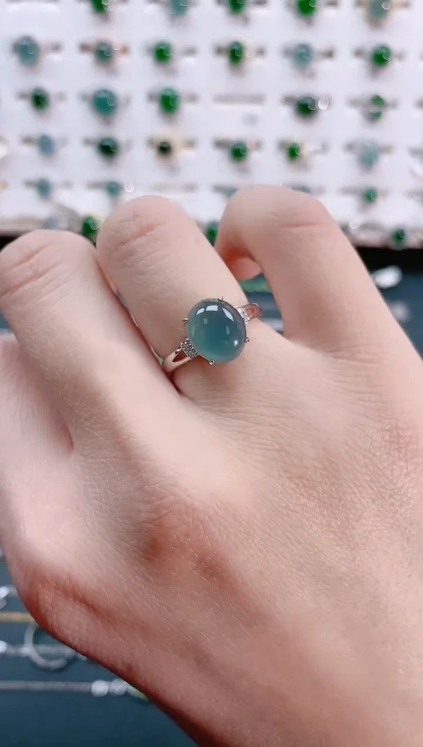 【闪购商品】翡翠戒指银S925镶嵌天然翡翠