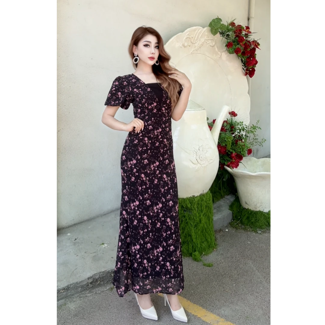 8009【古丽店铺包邮】短袖款新款时尚气质小碎花法式显瘦连衣裙