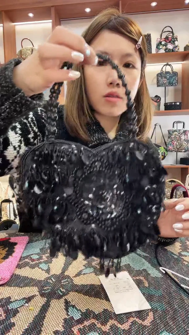 织物贝*手工珠珠包包腋下斜跨包手拿包手提晚宴包