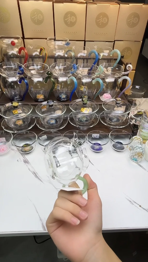 手工艺品琉璃禾器 纳福茶海浅玉