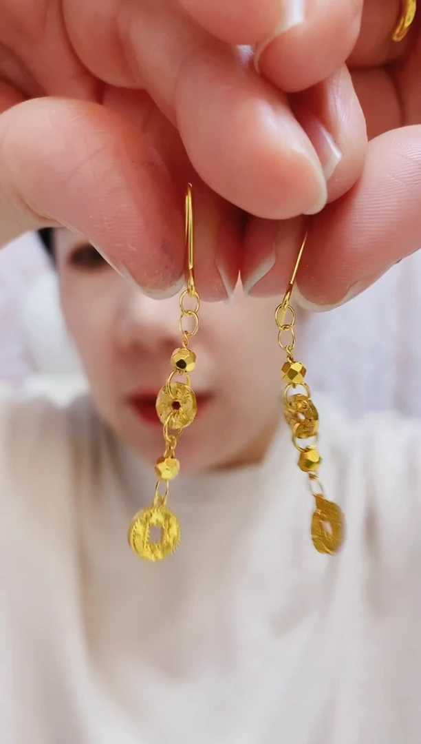 合金无056铜钱耳坠