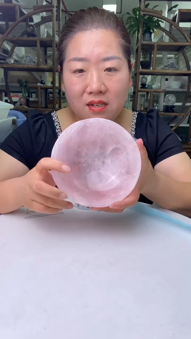 水晶珠宝半成品未镶嵌粉水晶碗D329