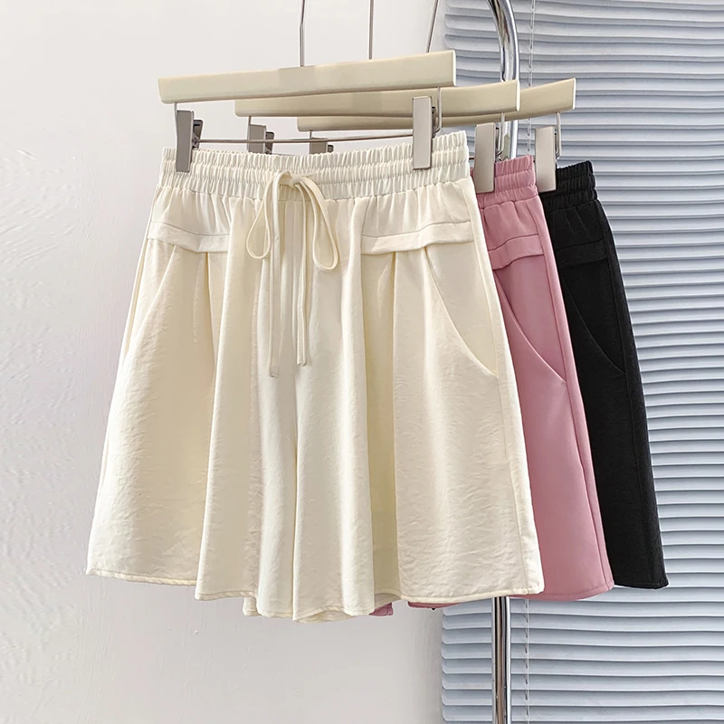 2025年夏装韩系大码百搭显瘦凉凉短裤高腰休闲阔腿五分裤63467