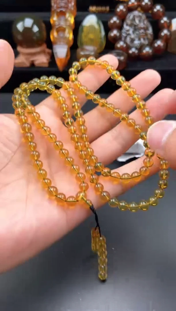 【闪购商品】琥珀手链未镶嵌柳青珀108多圈项链