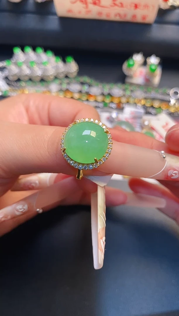 银S925镶嵌戒指翡翠天然