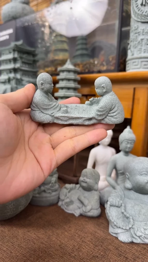 石材青砂石童子下棋