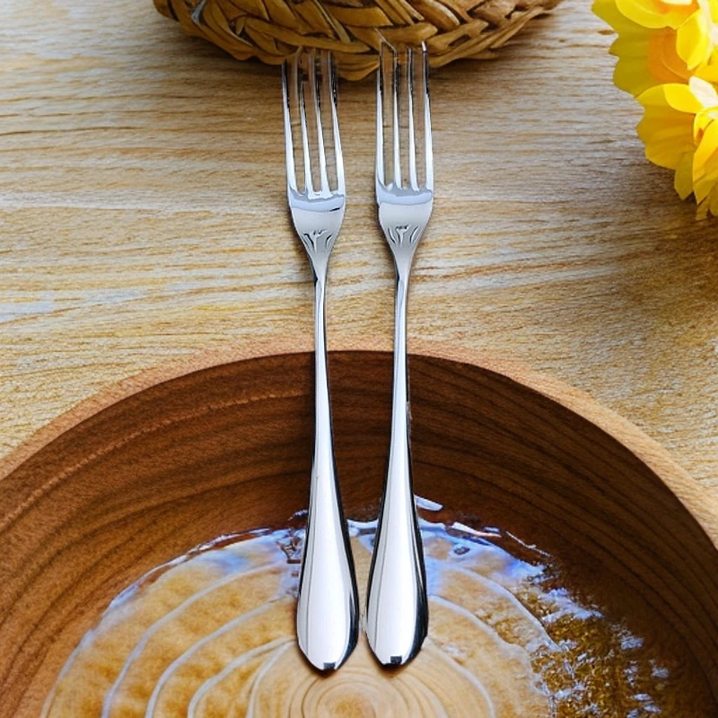 YEKEES kitchen 18-10镜面牛排蔬菜叉2支 长21.2㎝家用