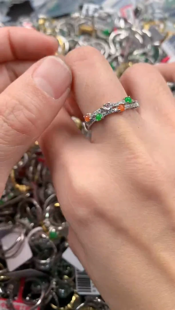 银S925镶嵌戒指翡翠111   9