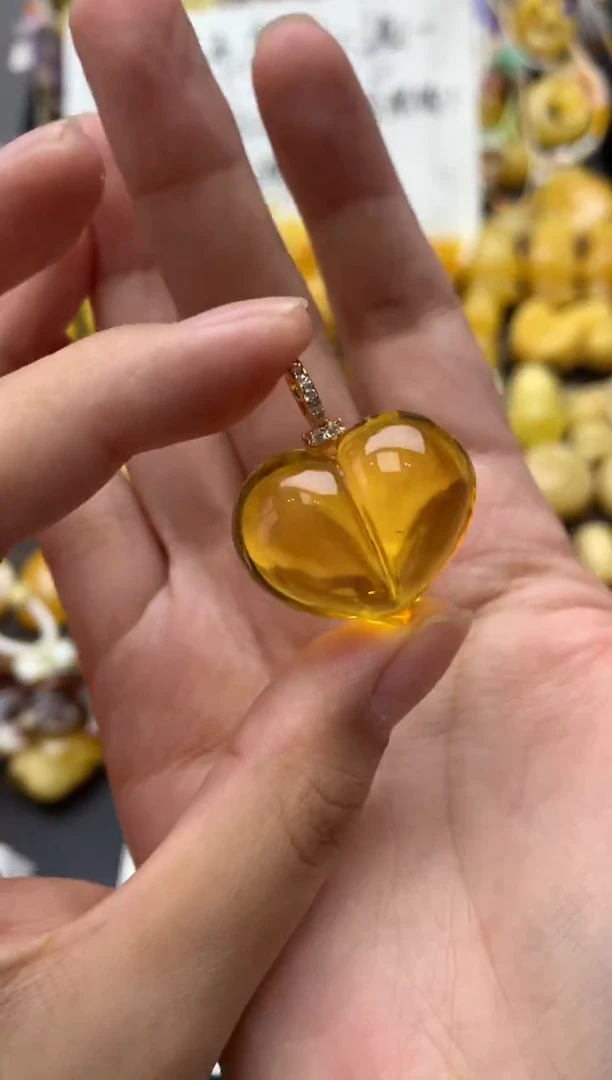 银S925镶嵌琥珀珠宝奇石059琥珀蜜蜡微瑕