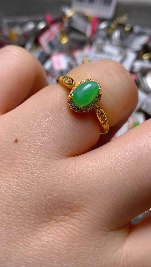 银S925镶嵌戒指翡翠百内无证书