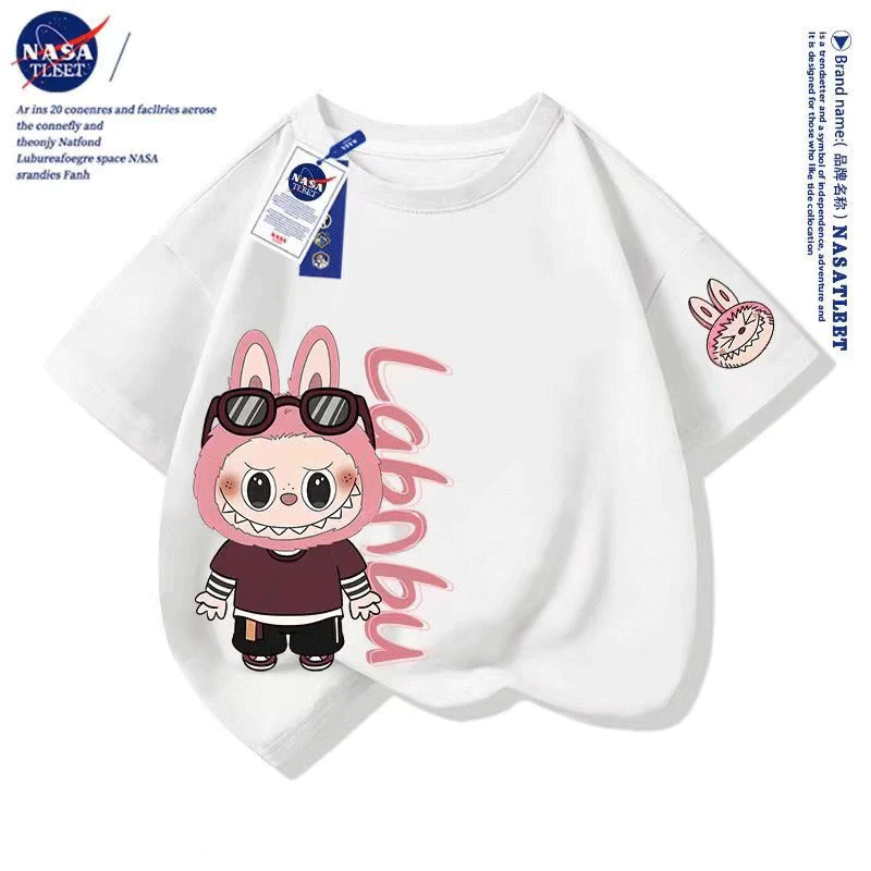 【现货】2025韩版~夏季女孩印花慵懒百搭薄款韩版宽松短袖T恤9292