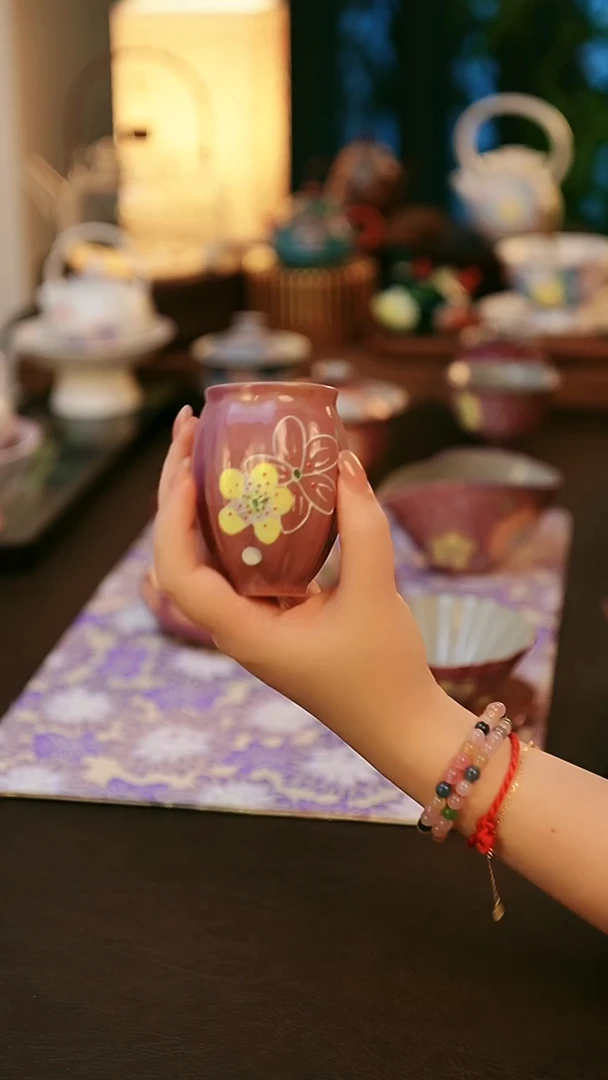 陶瓷茶具紫樱花苞杯