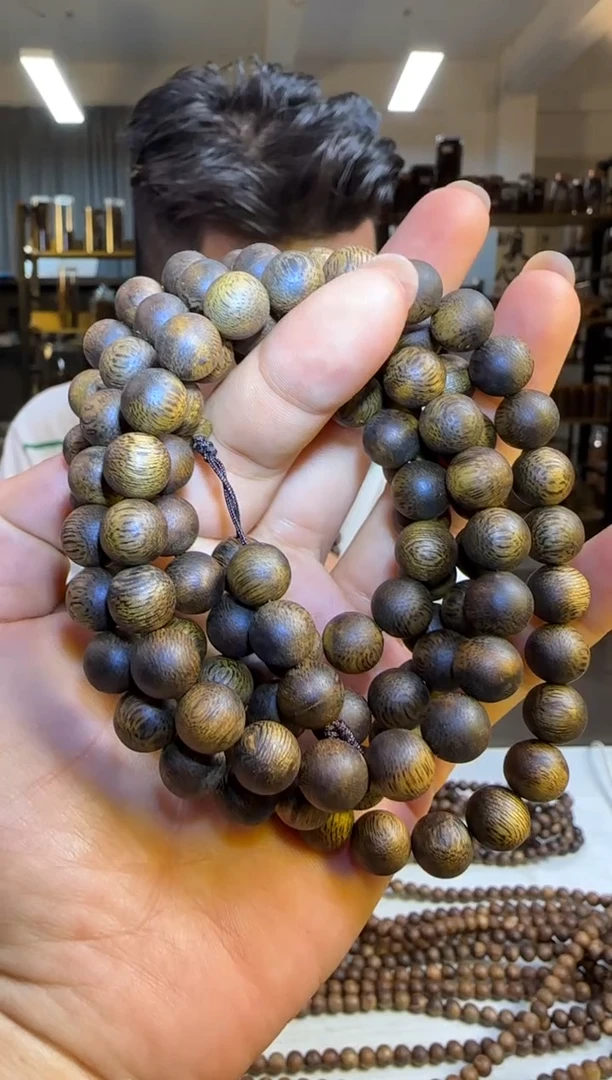 沉香手串沉水浮国香绿棋张勺子虫漏正圆珠9mm108颗40g+多样性发1