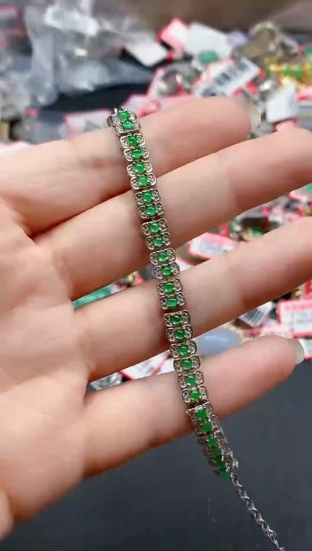 银S925镶嵌戒指翡翠天然A货缅甸翡翠