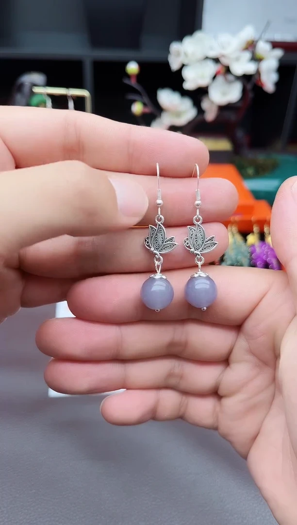玛瑙/玉髓耳饰银S925镶嵌231000