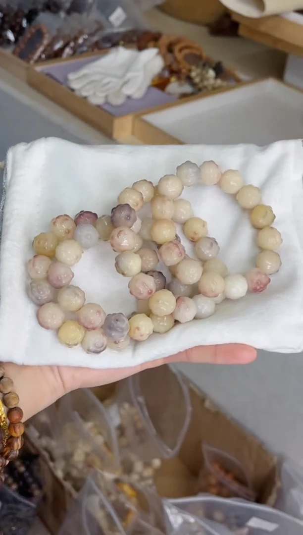 菩提根/象牙果手串a31蜜桃紫美人·玉化羊咩咩14手串