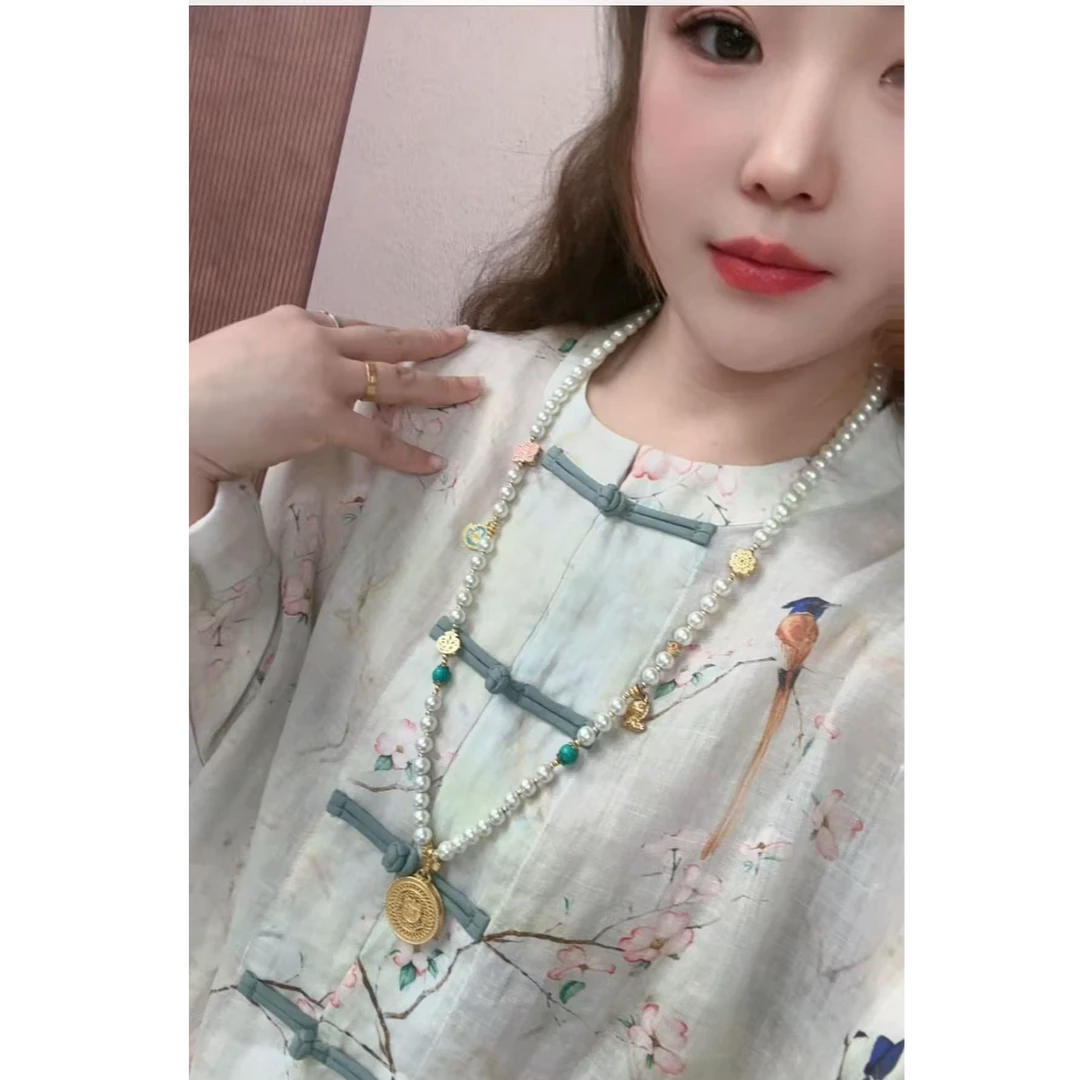 （浣溪沙）100%苎麻气质苎麻衬衫提花国风款复古夏季印花中国风