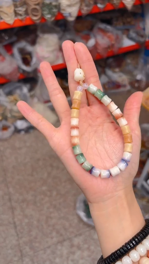 吊坠菩提根/象牙果彩色竹节手机链