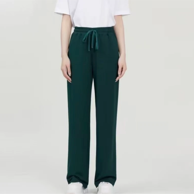 GIRDEAR/哥弟新款简约纯色松紧腰抽绳阔腿裤长裤1100408