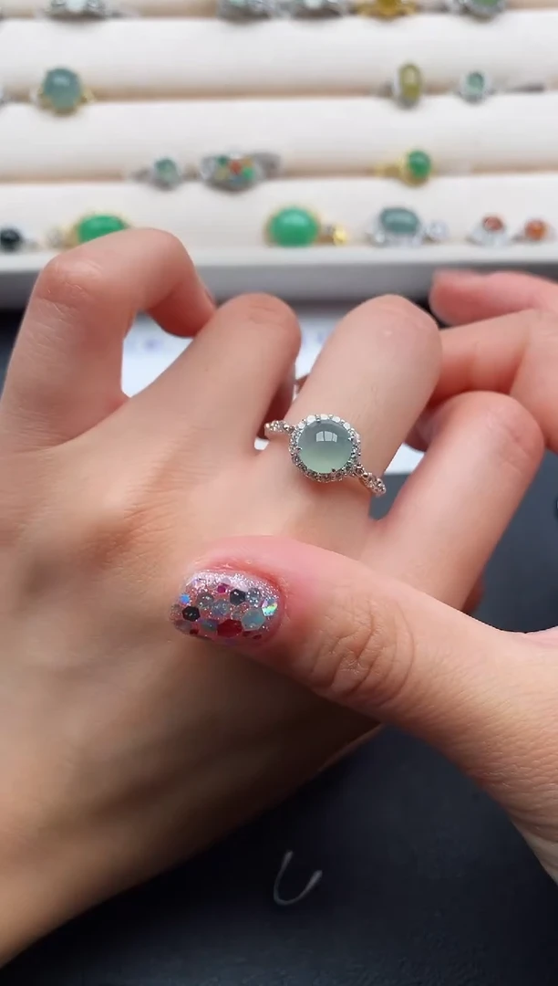 银S925镶嵌戒指翡翠3333333+1