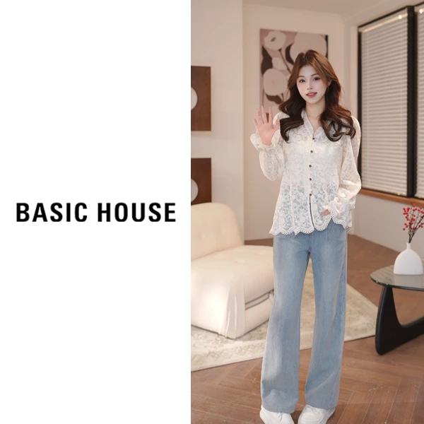 Basic House/百家好百家好早春新款刺绣休闲衬衫B1195B5F142