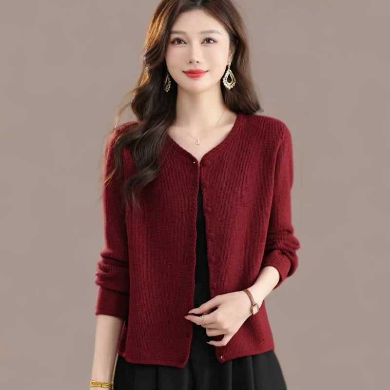 高端时尚针织开衫毛衣女短款外套春秋新款宽松洋气披肩外搭上衣潮