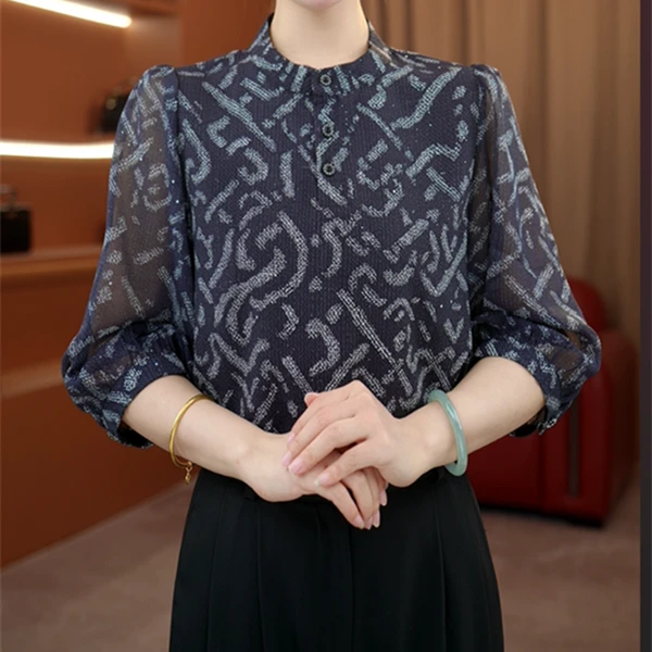 2025新款原版正品高级感洋气衬衫女减龄气质女士七分袖衬衣JA157