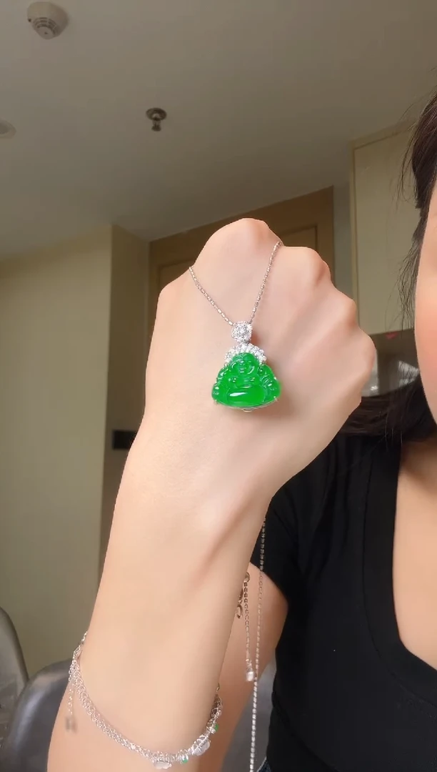 翡翠银S925镶嵌吊坠(不含链)天然翡翠吊坠