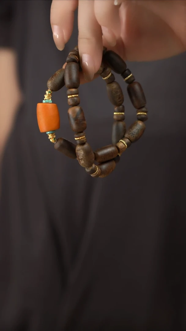 手串沉香未镶嵌手工沉香天珠蜜蜡马蹄双圈手串