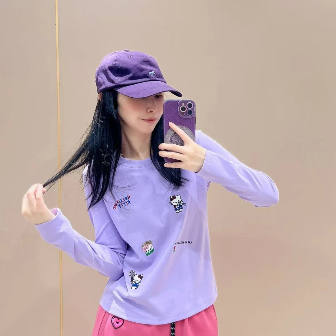 新款常规版型长袖打底女士509254显瘦洋气时尚百搭休闲体恤秋款