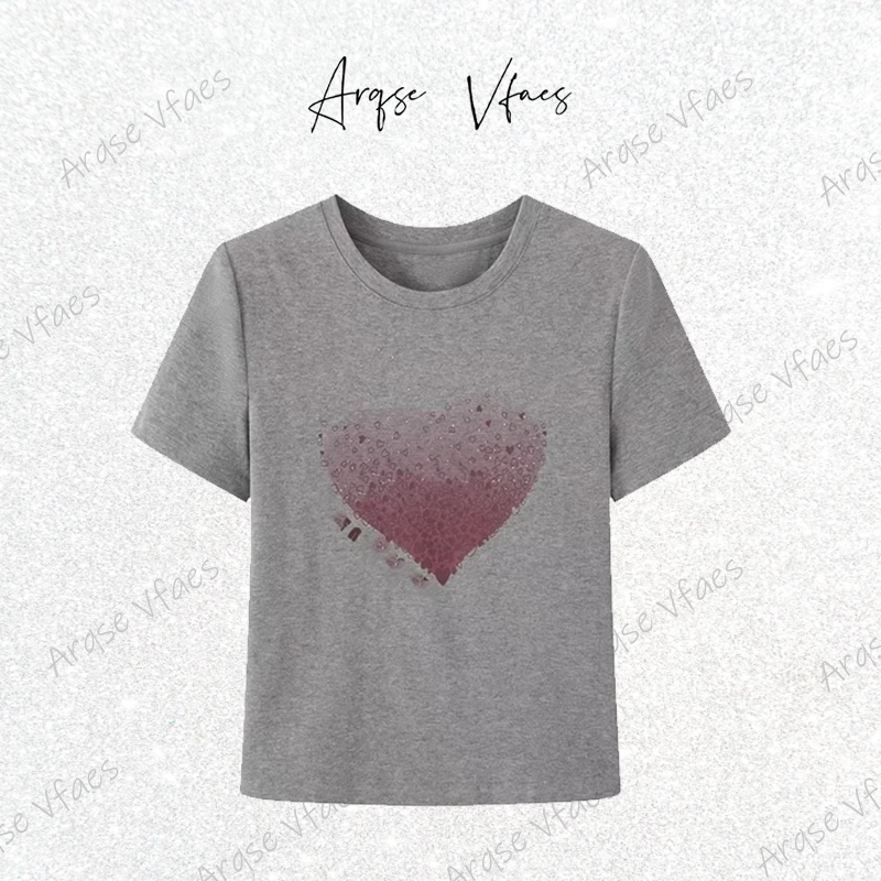 [ARQSEVFAES正品]—2025夏新款烫钻修身圆领短袖T恤上衣女Y562638