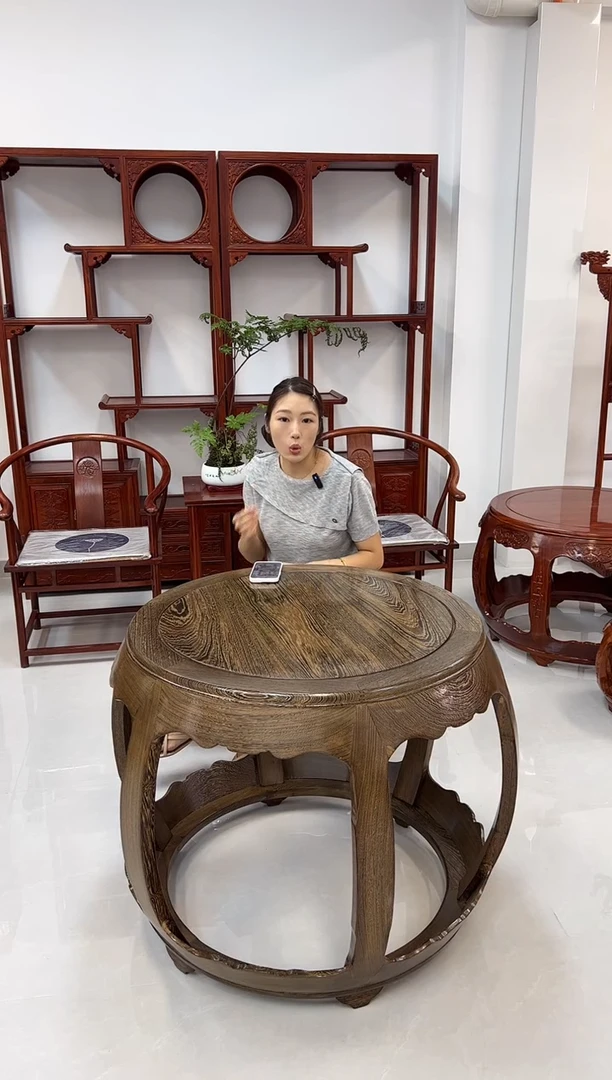鸡翅木类家具鸡翅木鼓桌