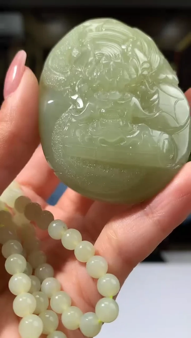 定制和田玉老厂长匠心馆和田玉配珠链