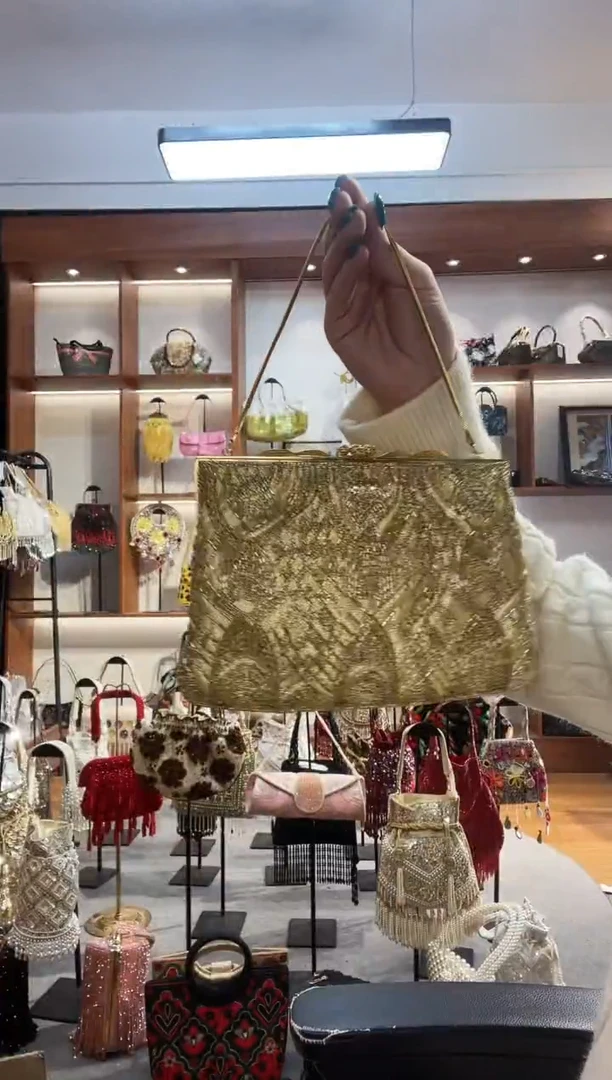 织物9号手工珠珠包包腋下斜跨包手拿包手提晚宴包