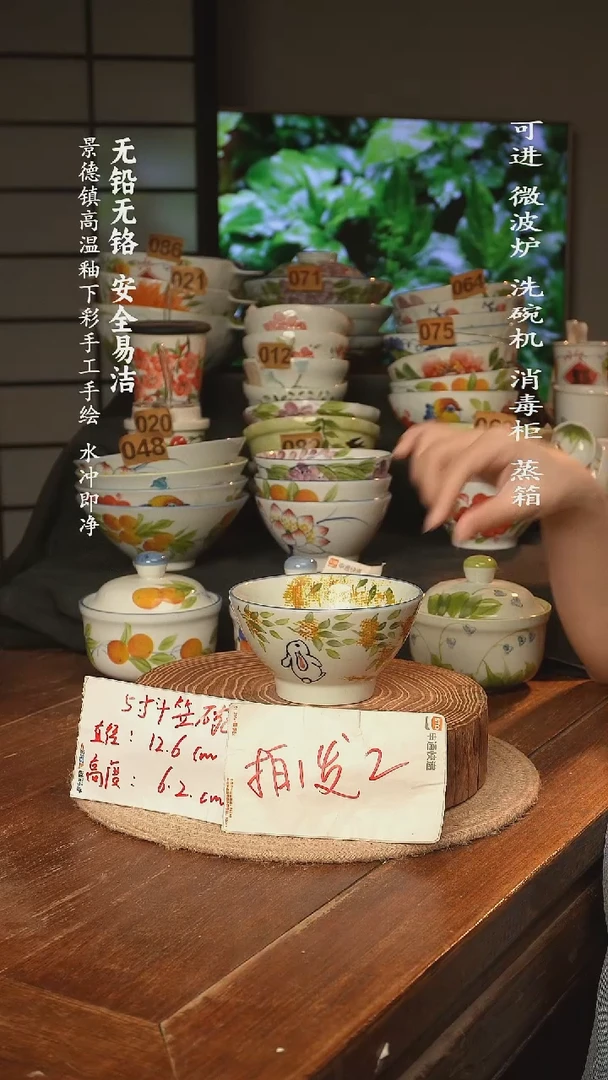 瓷景德镇高温瓷釉下彩手绘陶瓷