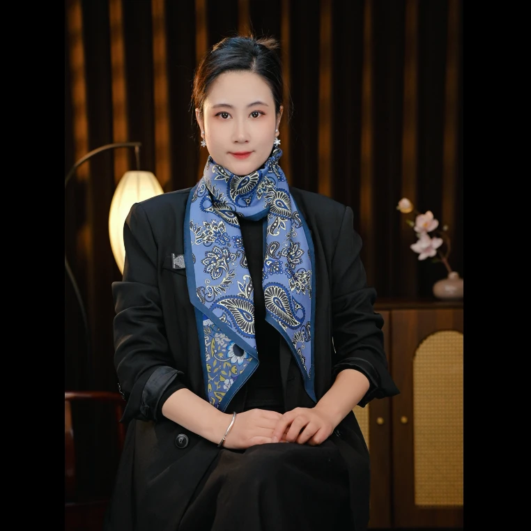 P30-繁花录 145*22长巾 丝毛双层双面 女士时尚百搭围巾菱形