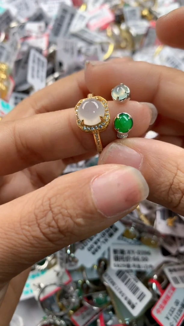 银S925镶嵌戒指翡翠10    9