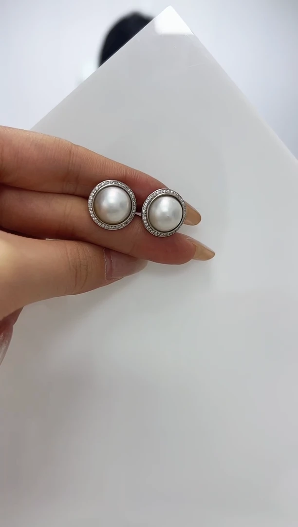 【闪购商品】拼合珍珠（马贝珠）DA银S925镶嵌A1530 马贝耳饰 11