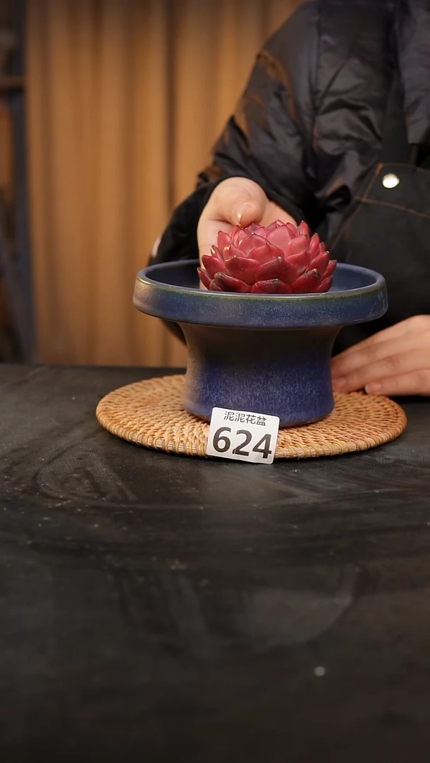 【闪购商品】瓷片624泥泥手工花盆口15高10