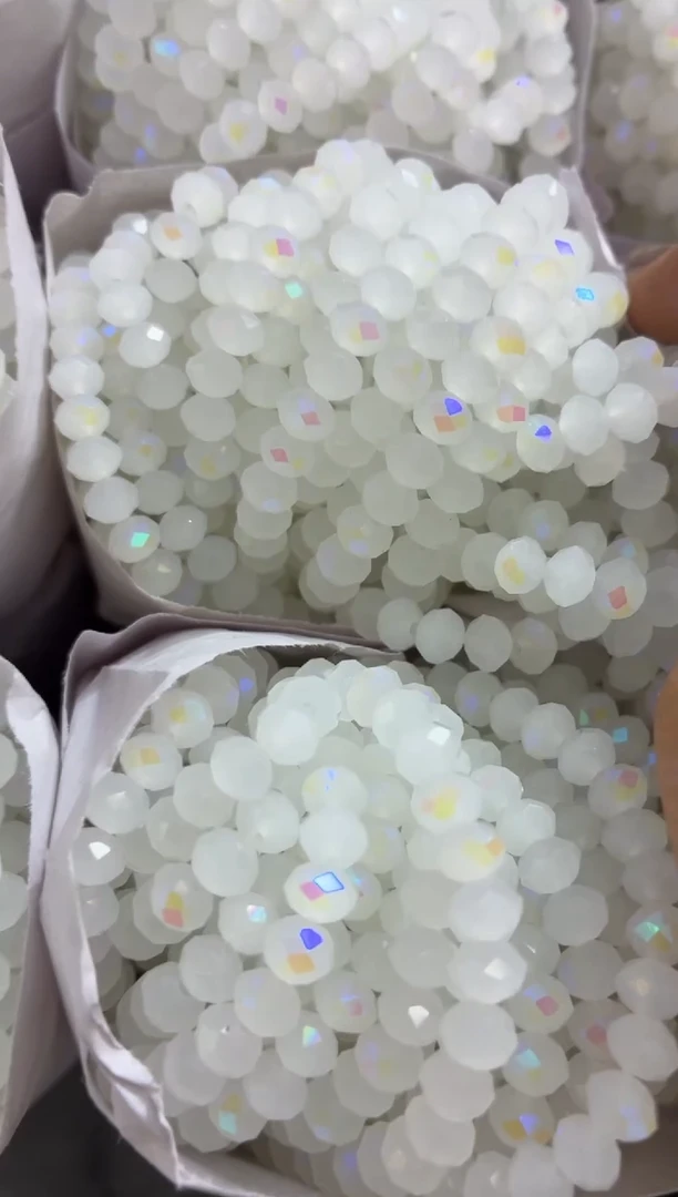 玻璃2915卡6水晶扁10条微光彩白玉