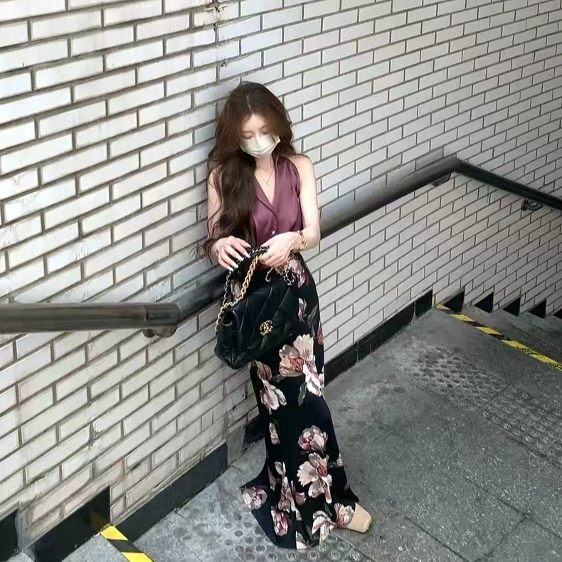 高级碎花优雅鱼尾裙女2025夏季新款修身显瘦气质减龄中长款半身裙