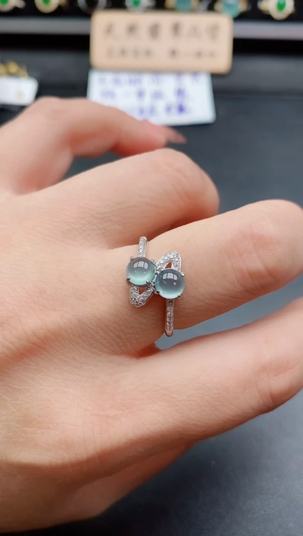 银S925镶嵌戒指翡翠1