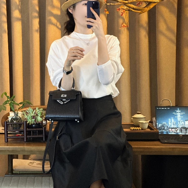 MOLANOOTD“回眸”25新款半身裙花苞裙设计师款气质百搭ML-B2504202