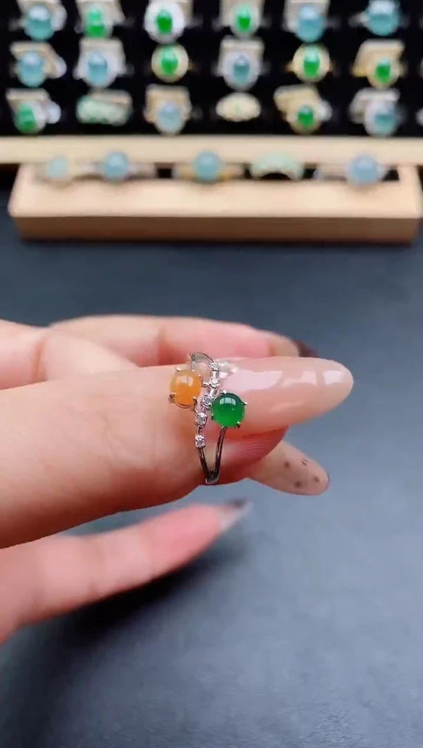 银S925镶嵌戒指翡翠1