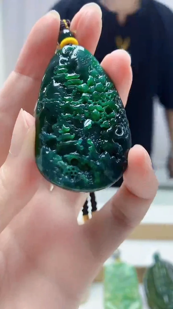 未镶嵌定制翡翠4688zm-毛货挂件山水12
